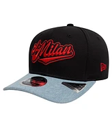 New Era Men's Black/Denim Ac Milan 9FIFTY Stretch-snap Adjustable Hat