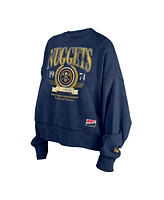 New Era Women's Navy Denver Nuggets Hardwood Classics Enzyme Wash Oversized Boxy Pullover Sweatshirt