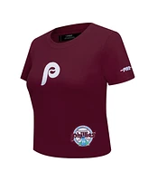 Pro Standard Women's Burgundy Philadelphia Phillies Game Day Classics Baby Doll Cropped T-Shirt