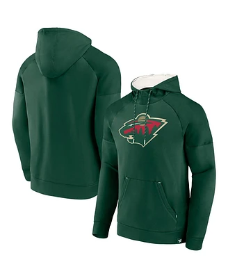 Fanatics Men's Green Minnesota Wild Iconic Defender Raglan Pullover Hoodie