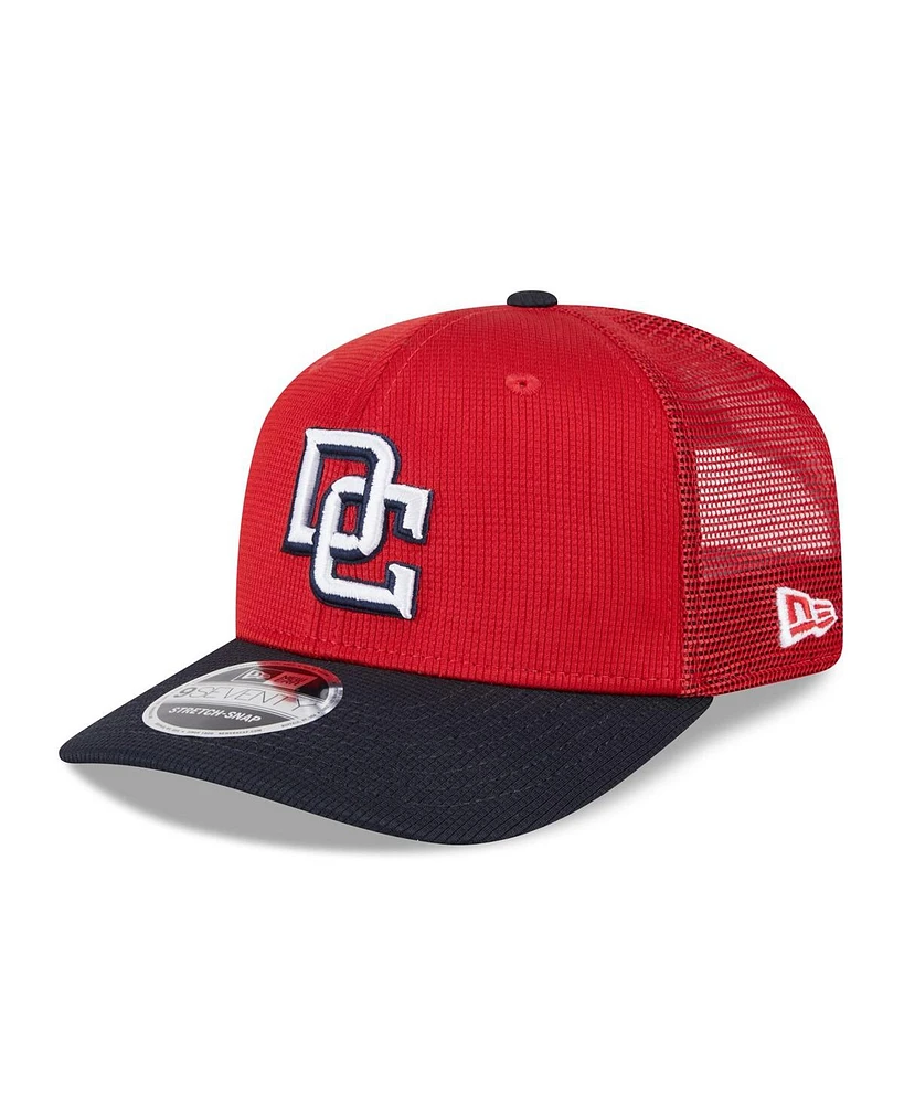 New Era Men's Red/Navy Washington Nationals 2025 Batting Practice 9SEVENTY Stretch-Snap Trucker Hat
