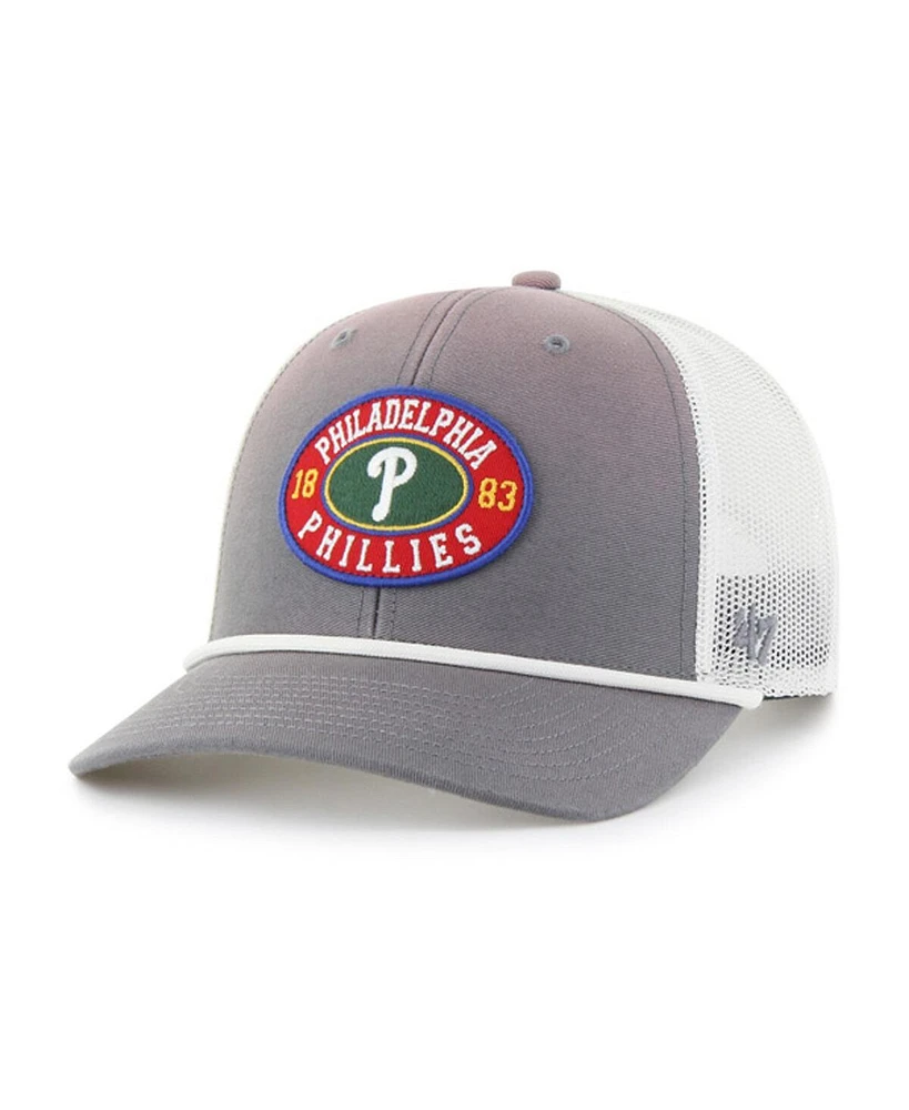 '47 Brand Men's Gray/White Philadelphia Phillies Tide Sweep Rope Trucker Adjustable Hat