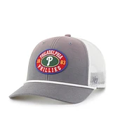 '47 Brand Men's Gray/White Philadelphia Phillies Tide Sweep Rope Trucker Adjustable Hat