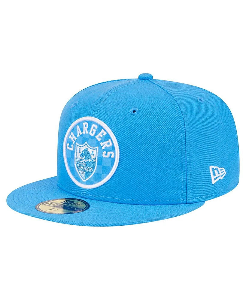 New Era Men's Powder Blue Los Angeles Chargers Checkered 59FIFTY Fitted Hat