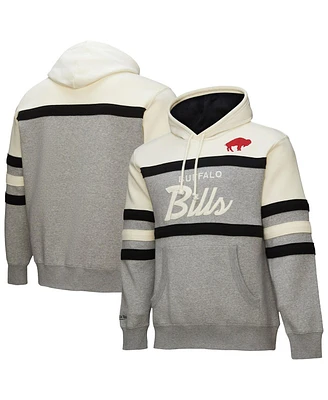 Mitchell & Ness Men's Heather Gray Buffalo Bills Head Coach Vintage Logo Pullover Hoodie