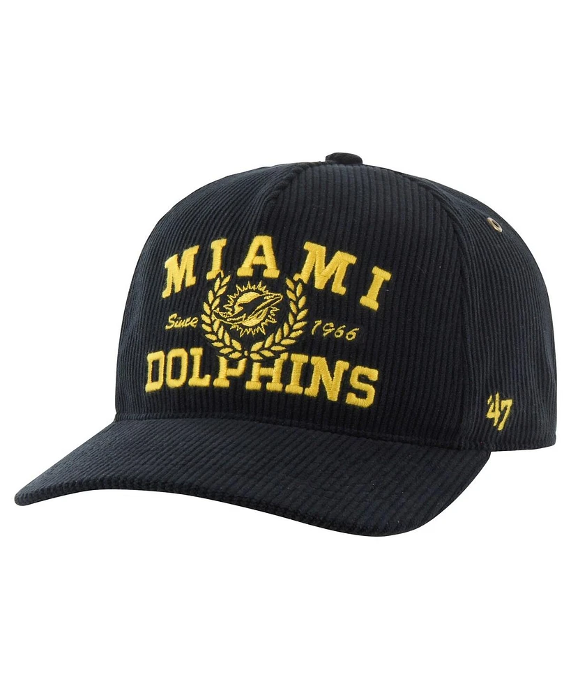 '47 Brand Men's Black Miami Dolphins Letterman Hitch Adjustable Hat