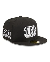 New Era Men's Black Cincinnati Bengals Main Patch 59FIFTY Fitted Hat