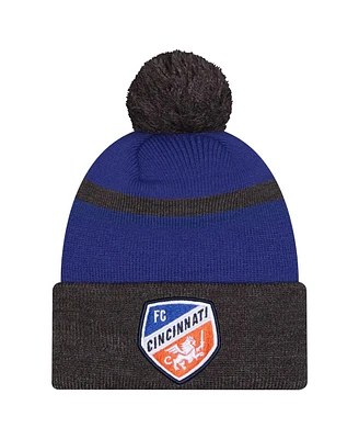 New Era Men's Blue Fc Cincinnati 2025 Kickoff Cuffed with pom Knit hat