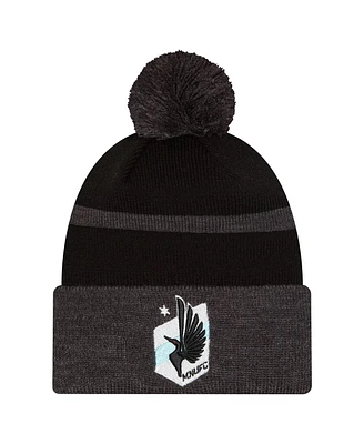 New Era Men's Black Minnesota United Fc 2025 Kickoff Cuffed with pom Knit hat