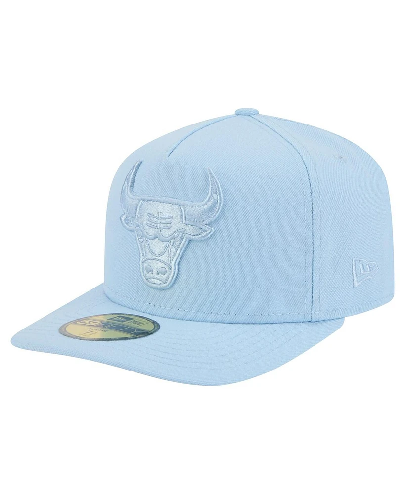 New Era Men's Light Blue Chicago Bulls Colorpack A-Frame Pinch Front 59FIFTY Fitted Hat