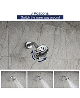 Bathtub Faucet Set, Shower System with Tub Spout 4.84 Inch 3-Spray Bathroom Head, Single-Handle Valve and Trim Kit, Chrome
