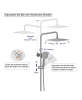 10 Inches Wall Mount Thermostatic Rain Shower System with Handheld and Tub Spout, Brushed Nickel