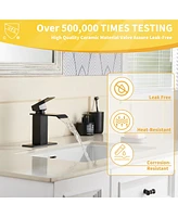 Waterfall Spout Bathroom Sink Faucet, Single Handle 1/3 Hole Deck Mount Basin Hot & Cold Water Tap for Bathroom Lavatory