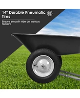 2-Tire Wheelbarrow Garden Cart Heavy-Duty Utility Dolly for Landscaping & Yard Work