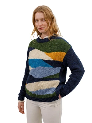 Celtic & Co. Women's Donegal Colour Block Crew Neck Sweater