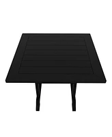 5-Piece Hdpe Square Patio Dining Table Set with Foldable Chairs