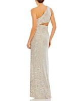 Mac Duggal Women's Sequin One Shoulder Cut Out Gown