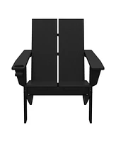 Outdoor Hdpe Modern Adirondack Chair with Cup Holder (Set of 2)