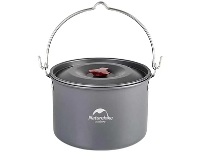 Naturehike 4-6 Person Aluminum Hanging Pot, Portable Camping Pot with Lid, 4.2 Quart Ultralight Outdoor Cooking Pot Cookware for Camping Hiking Picnic