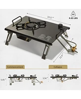 Naturehike Camping Gas Stove for Igt Table, Folding Isobutane Stove with Carry Bag, Portable Camp Stove for Outdoor Car Camping Cooking Tailgating