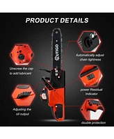 Cordless Electric Chainsaw Outigo, 1000W Brushless Chainsaw 12-Inch with 2×21V Batteries, 2 Replacement Chains & 1 Guide Bars & Charger, Bettery