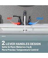 Oil Rubbed Bronze Two Handle 4-Inch Centerset Bathroom Faucet with Drain Assembly 3 Hole Lavatory Faucet Bathroom Vanity Sink Faucets with Pop-up Drai