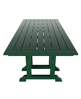 6-Piece Hdpe Rectangular Patio Dining Table Set with Foldable Chairs and Patio Bench