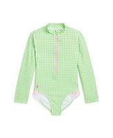 Polo Ralph Lauren Toddler and Little Girls Gingham Ruffled One-Piece Rash Guard