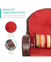 Best Choice Products Outdoor Wicker Rocking Chair for Patio, Porch w/ Steel Frame, Weather-Resistant Cushions