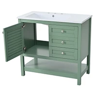 Modern 36" Green Bathroom Vanity with Undermount Sink