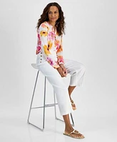 I.N.C. International Concepts Petite High Rise Wide Leg Pants Printed Button Front Blouse Exclusively At Macys