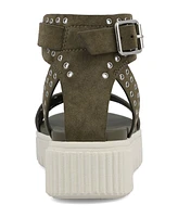 Mia Women's Evelin Grommeted Platform Round Toe Sandals