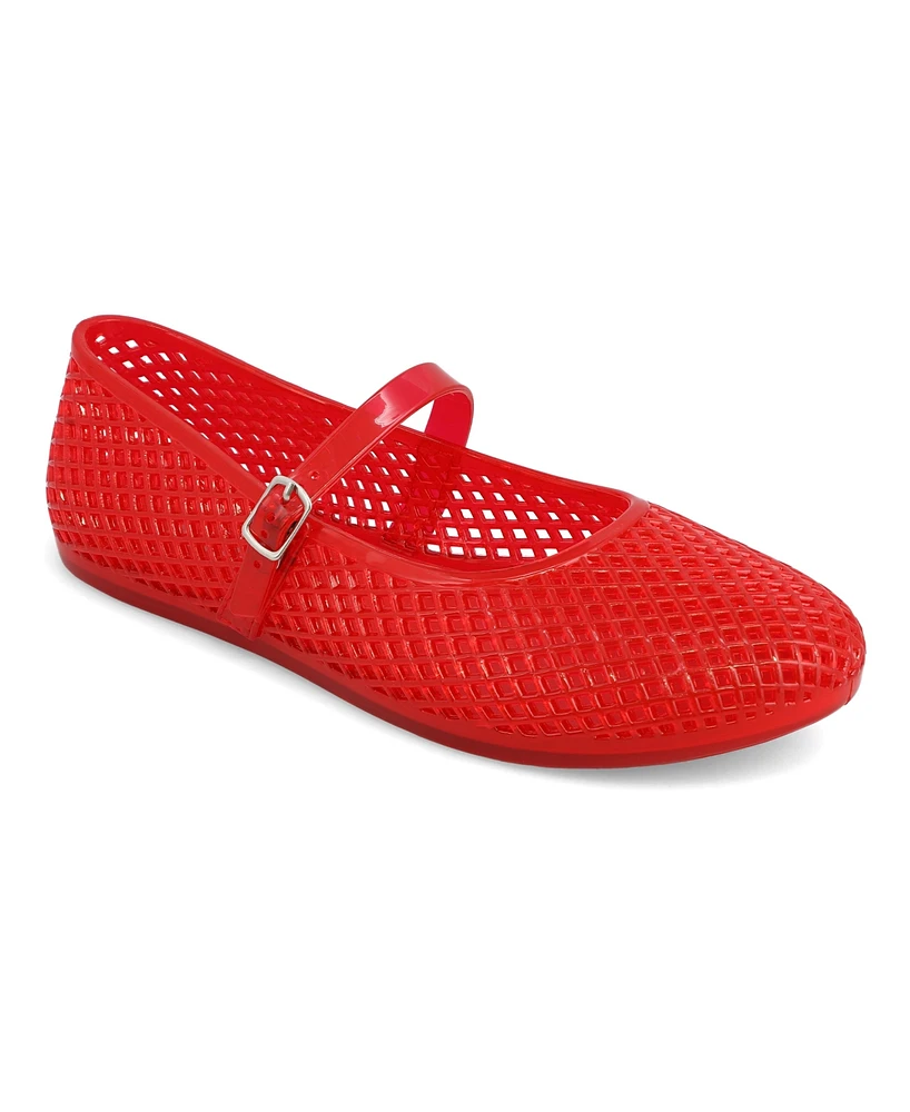 Mia Women's Gianne Jelly Mary-Jane Round Toe Flats