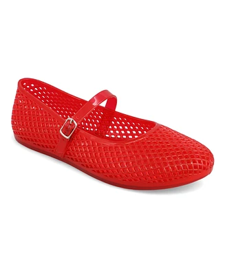 Mia Women's Gianne Jelly Mary-Jane Round Toe Flats