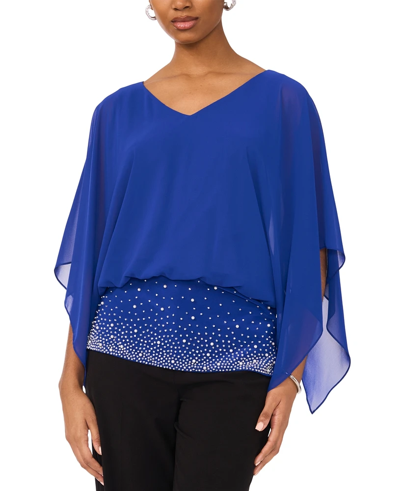 Msk Women's V-Neck Dolman-Sleeve Top