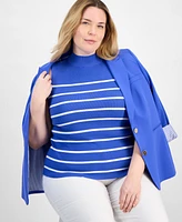 Tahari Asl Plus Striped Sleeveless Sweater