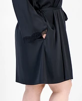 I.n.c. International Concepts Plus Lace-Trim Satin Wrap Robe, Exclusively at Macy's