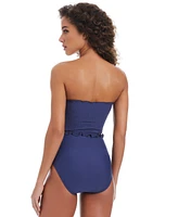 Bar Iii Women's Wave Solids Tie-Front Bandeau One-Piece Swimsuit, Exclusively at Macy's