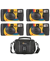 Kodak Max 35mm Single Use Disposable 27 Exposure Film Camera with Flash, Iso-800, 4-Pack, Bundle with Shoulder Bag