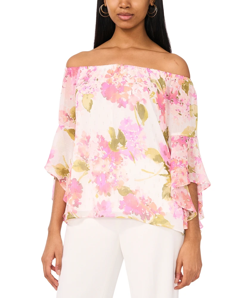 Msk Women's Floral-Print Off-The-Shoulder Top