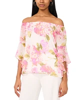 Msk Women's Floral-Print Off-The-Shoulder Top