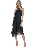 Eliza J Women's Lace Halter Handkerchief-Hem Midi Dress