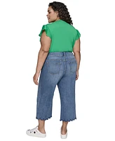 Karl Lagerfeld Paris Plus High-Rise Scalloped-Hem Jeans