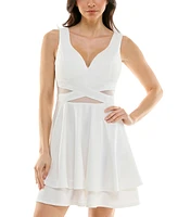 Emerald Sundae Juniors' Mesh-Inset Fit & Flare Dress