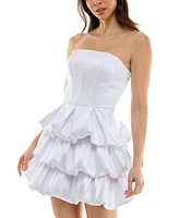 Women's Strapless Satin Bubble-Skirt Mini Dress