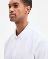 Alfani Men's Ottoman Short Sleeve Textured Quarter-Zip Polo Shirt, Exclusively at Macy's