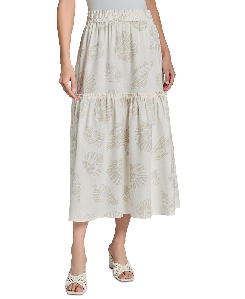 Jones New York Petite Pull-On Tiered Midi Skirt