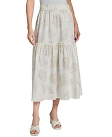 Jones New York Petite Pull-On Tiered Midi Skirt