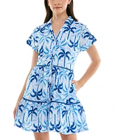 Taylor Women's Floral Tiered Button-Front Mini Dress