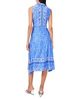 Msk Petite Printed Tie-Waist Fit & Flare Dress